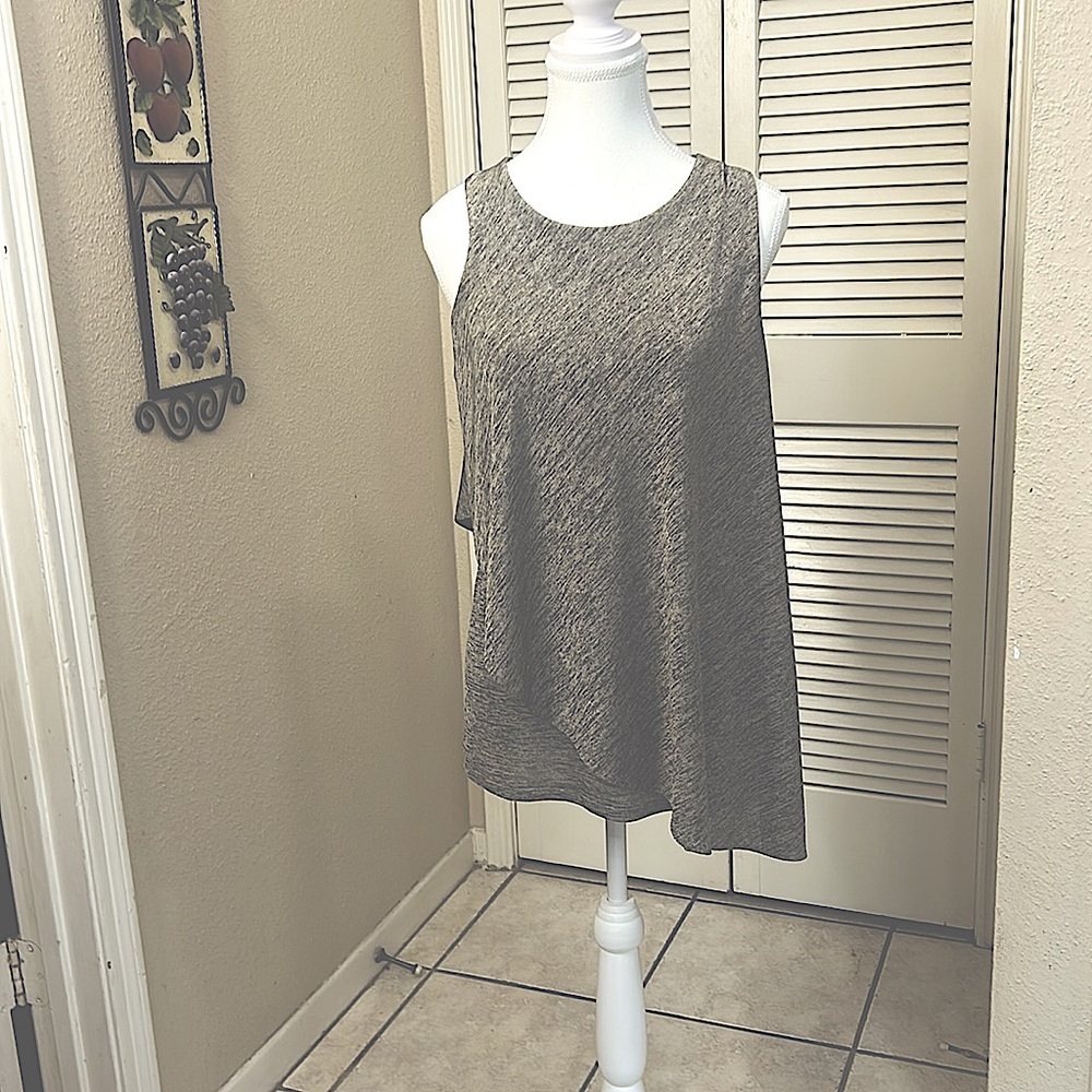 White House Black Market Heather Gray Asymmetrical Tank Top